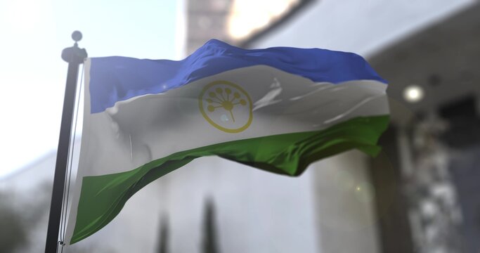 Bashkortostan waving national flag 3D illustration