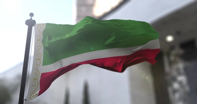 Chechen Republic waving national flag 3D illustration