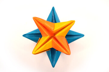 colorful paper origami - modular star geometric shape - macro