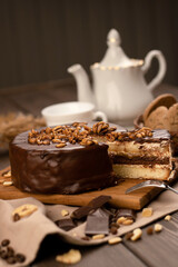 chocolate cake with coffee