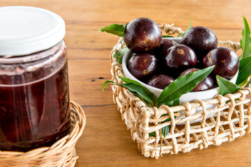 Homemade organic jabuticaba jelly with exotic Brazilian fruits, Jaboticaba is a common fruit in South America