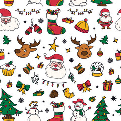 new year drawings icons, set of festive graphics. Christmas design elements.