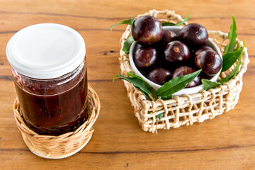 Homemade organic jabuticaba jelly with exotic Brazilian fruits, Jaboticaba is a common fruit in South America