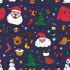 new year drawings icons, set of festive graphics. Christmas design elements.