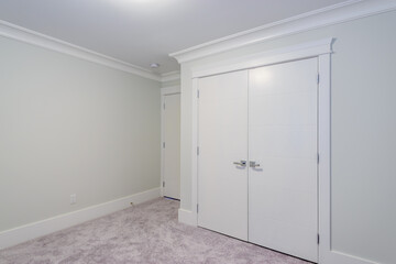 Empty closet, working closet, cupboard in bedroom.