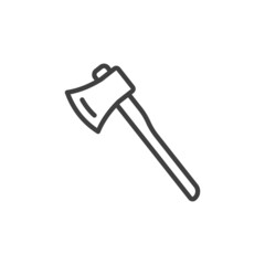 Ax icon. A simple line drawing of a wood splitting tool. Isolated vector on pure white background.