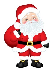 Santa Claus with Red Sack. Vector Santa Claus 
