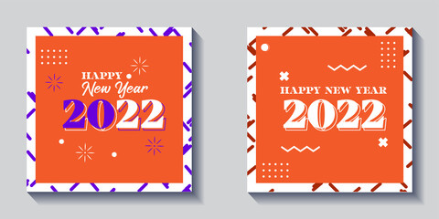 Social media promotion template, happy new year with modern Memphis. happy new year sale 2022
