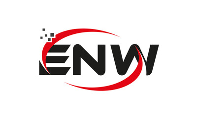 dots or points letter ENW technology logo designs concept vector Template Element