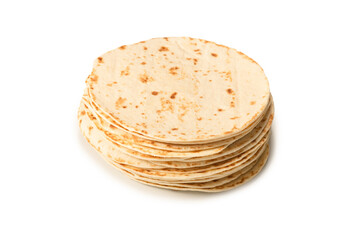 Grilled pitta bread isolated on white background.