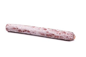 Tasty salami isolated on a white background.