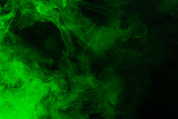 Green steam on a black background.