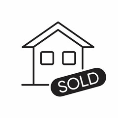 Sold house icon on white background