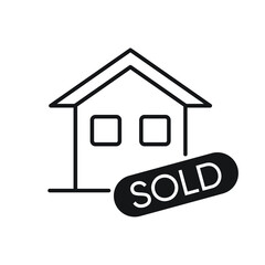 Sold house icon on white background