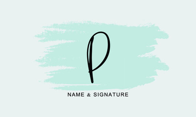 Initial letter P beauty handwriting logo vector 