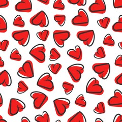 seamless pattern handmade hearts on white background