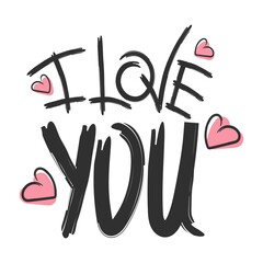 lettering i love you isolated on white background