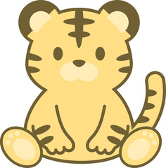 トラ　座る