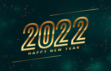 happy new year 2022 bokeh green background with sparkling gold