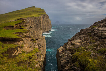 An amazing view of the classic sea cliffs on the Faroe islands