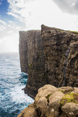 The beautiful steep sea cliffs on the Faroe Islands