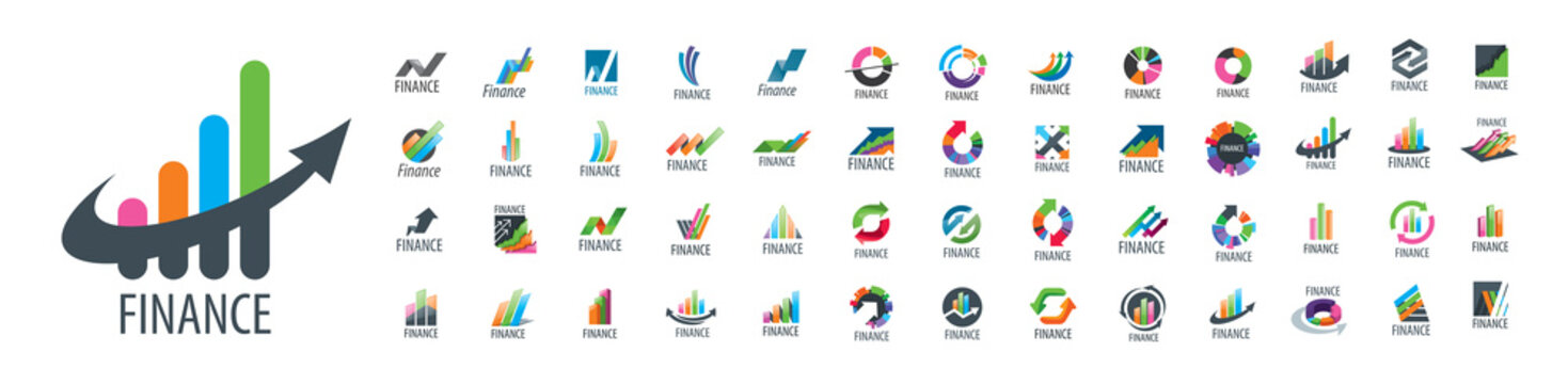 A set of vector Finance logos on a white background