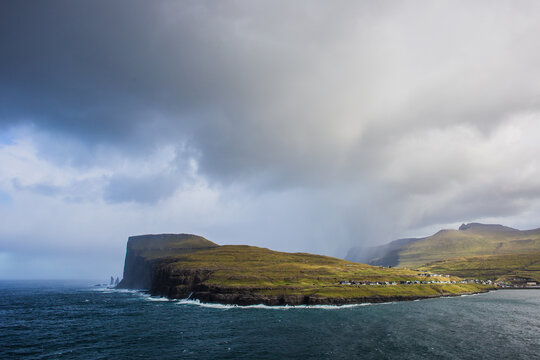 Very moody weather over the Faroe islands in the Atlantic ocean