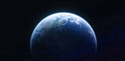 Zelfklevend Fotobehang Planet Earth on black background. Blue planet surface. Elements of this image furnished by NASA © dimazel