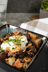 Cheesy Beef and Potato Bowls