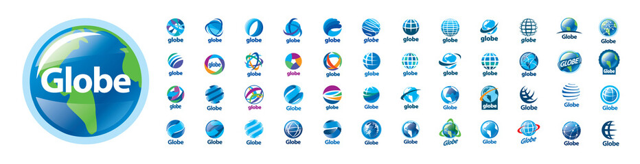 A set of vector logos of the Globe on a white background