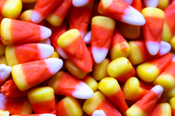 Candy corn in a pile.