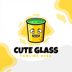 yellow cup cute logo design