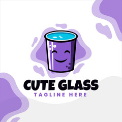 purple cup cute logo design