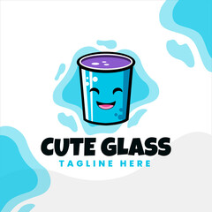 blue cup cute logo design