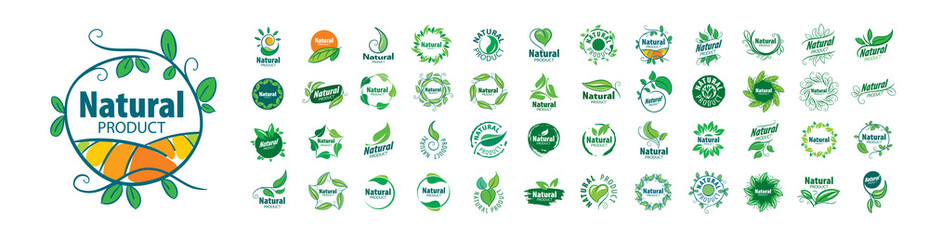 A set of vector logos of a Natural Product on a white background