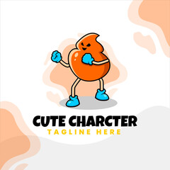 orange cute cartoon character logo design