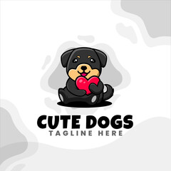 cute dog character logo design