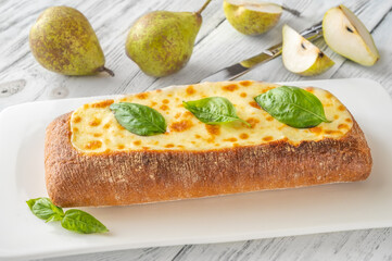 Ciabatta stuffed with cheese