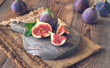 Fresh figs on the wooden board