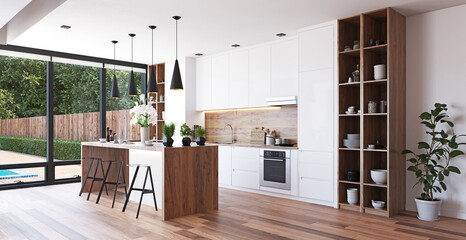 modern kitchen interior.