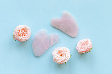 Face massage stone with roses for skin beauty care