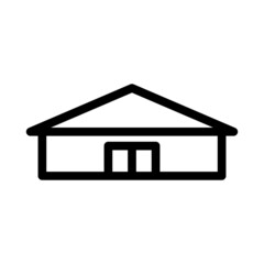 Building icon. Black contour linear silhouette. Front view. Vector simple flat graphic illustration. The isolated object on a white background. Isolate.