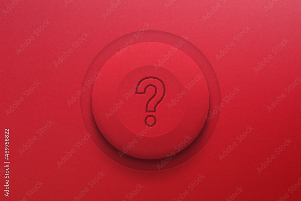 Poster question mark design on red button
