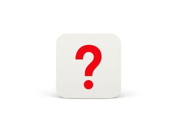 Question mark design on white button