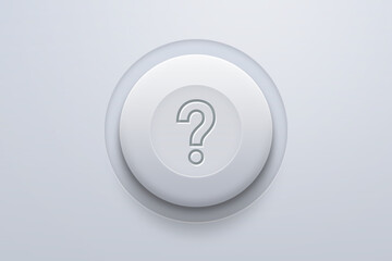 Question mark design on white button