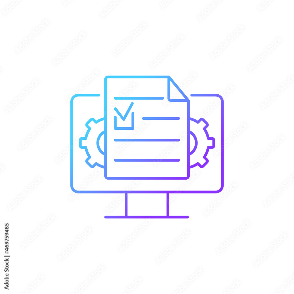 Poster document management gradient linear vector icon. creating and organizing online documents. control d
