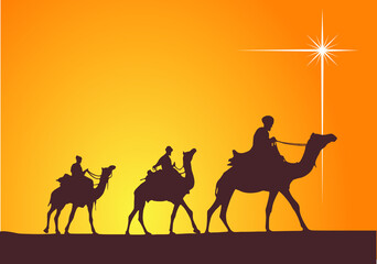 Bethlehem star and 3 wise men