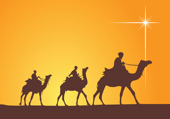 Bethlehem star and 3 wise men