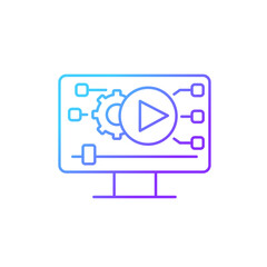 Video making gradient linear vector icon. Social media content creation. Digital technology. Video marketing. Thin line color symbol. Modern style pictogram. Vector isolated outline drawing