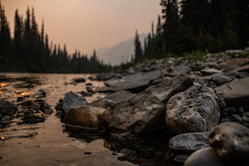 Smokey Forrest Fire Views of Jasper National Park 